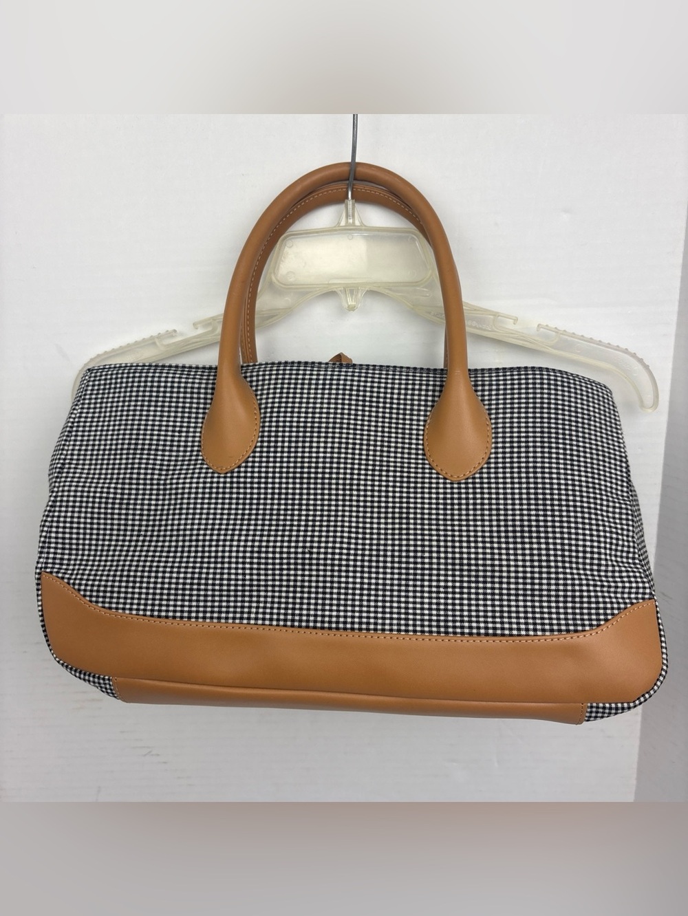 Chelsea Studio Gingham Black White Tan Purse Satchel Bag Tie New without Tags
